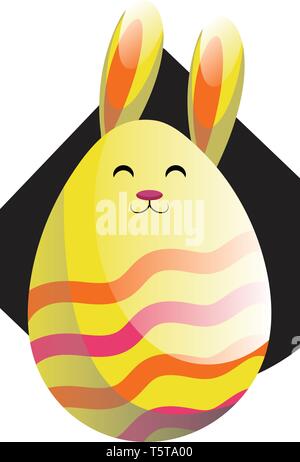 Yellow Easter rabbit in form of an egg illustration web vector on a white background Stock Vector