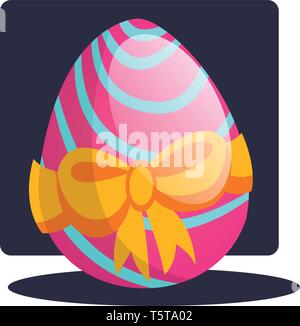 Decorated easter egg with a bow illustration web vector on a white background Stock Vector