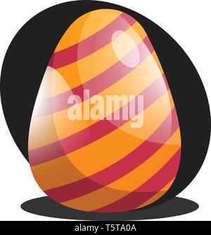 Orange Easter egg with red lines illustration web vector on a white background Stock Vector