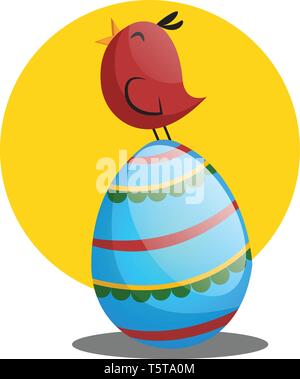 Easter egg and little chicken illustration web vector on a white background Stock Vector