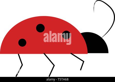A drawing of a red lady bug with black spots from its side vector color drawing or illustration Stock Vector