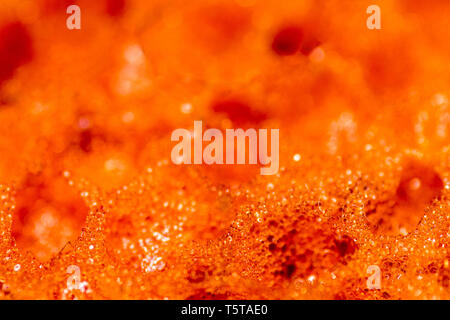 macro shot of an orange kitchen sponge Stock Photo