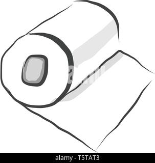 White colored bundle of toilet papers on a roll for wiping oneself clean after urination or defecation vector color drawing or illustration Stock Vector