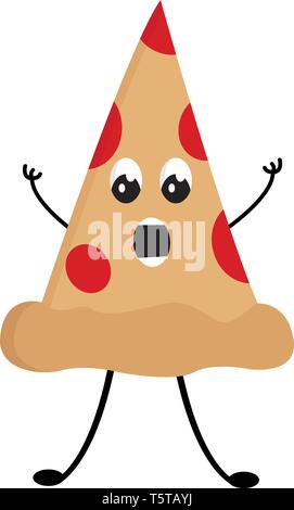 Surprised pizza slice vector illustration on white background Stock Vector