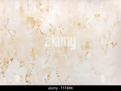 abstract beige aquarelle wash background on textured watercolor paper Stock Photo