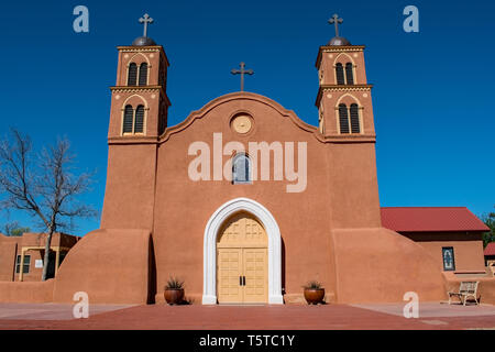 San Miguel de Socorro - the Catholic church in Socorro, New Mexico, built on the ruins of the old Nuestra Señora de Socorro mission. Stock Photo