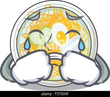 Crying naengmyeon isolated with in the character Stock Vector