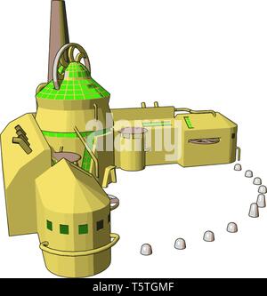 3D vector illustration of a manufacturing building white background Stock Vector