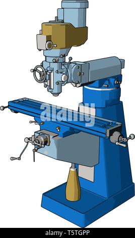 Blue drill press vector illustration on white background Stock Vector