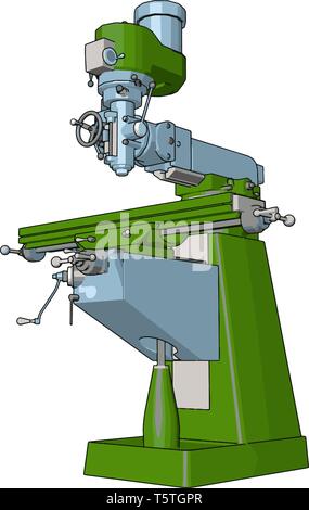 Green drill press vector illustration on white background Stock Vector