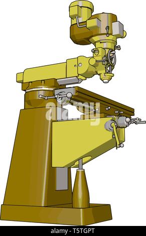 Yellow drill press vector illustration on white background Stock Vector