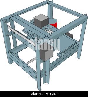 Vector illustration of a cnc machine on white background Stock Vector