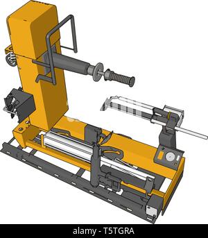 Vector illustration of  an yellow bore lathe white background Stock Vector