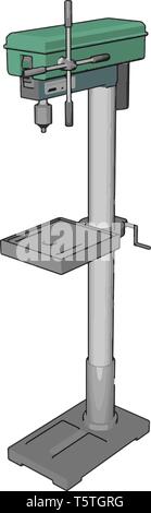 Green drill press vector illustration on white background Stock Vector