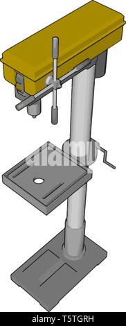 Yellow drill press vector illustration on white background Stock Vector