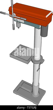 Red drill press vector illustration on white background Stock Vector