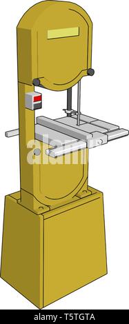 3D vector illustration on white background of an yellow  metal cutting saw Stock Vector