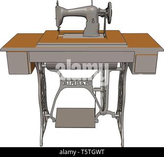 Vintage manual sewing machine vector illustration on white background Stock Vector