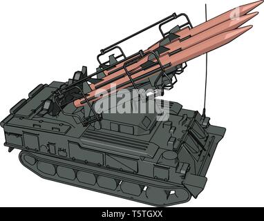 3D vector illustration on white background of a military missile tank Stock Vector