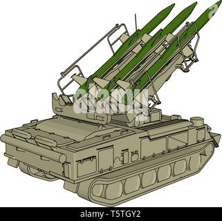 3D vector illustration on white background of a military missile tank Stock Vector