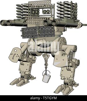 3D vector illustration on white background of a military missile laucher Stock Vector