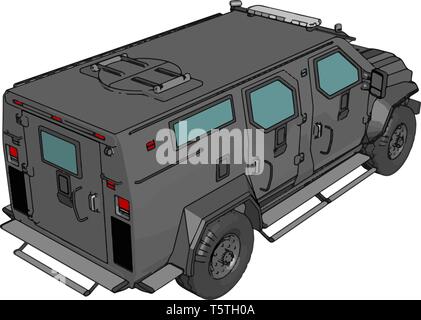 3D vector illustration on white background of  armed military vehicle Stock Vector