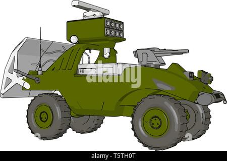 3D vector illustration on white background of a military missile launch vehicle Stock Vector