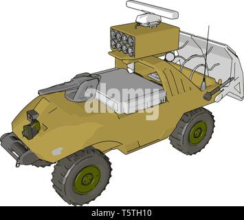 3D vector illustration on white background of a military missile launch vehicle Stock Vector