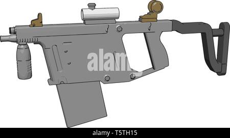 3D vector illustration on white background of a military rifle Stock Vector