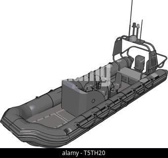 3D vector illustration on white background  of a military inflatable boat Stock Vector