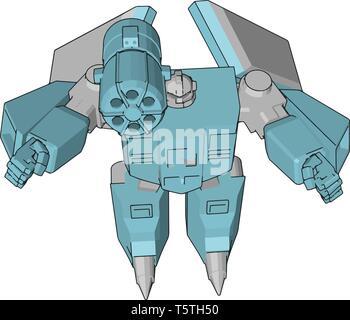 Grey and blue robot vector illustration  white background Stock Vector