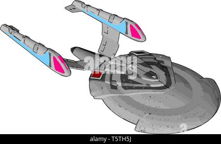Fantasy Imperial spaceship vector illustration on white background Stock Vector
