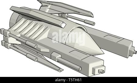 Sci-fi galaxy battle cruiser vector illustration on white background Stock Vector