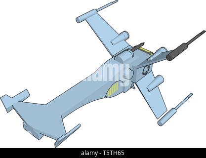 Light blue fantasy battleship vector illustration on white background Stock Vector