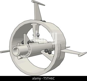 Fantasy battle cruiser vector illustration on white background Stock Vector