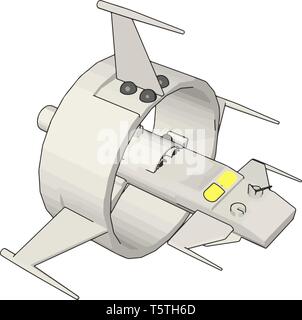 Fantasy battle cruiser vector illustration on white background Stock Vector