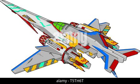 Sci-fi battle cruiser vector illustration on white background Stock Vector