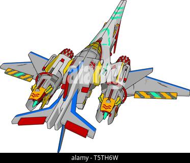 Sci-fi battle cruiser vector illustration on white background Stock Vector