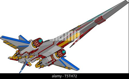 Sci-fi battle cruiser vector illustration on white background Stock Vector