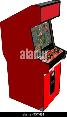 Vintage red video game vector illustration on white background Stock Vector