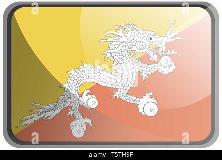 Vector illustration of Bhutan flag on white background. Stock Vector