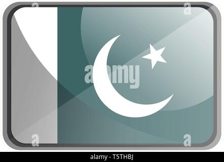 Vector illustration of Pakistan flag on white background. Stock Vector