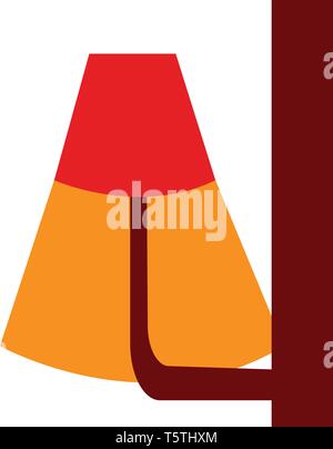 A red lamp with a brown stand which is lit vector color drawing or illustration Stock Vector