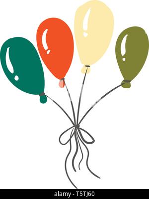 Four colorful balloons vector or color illustration Stock Vector