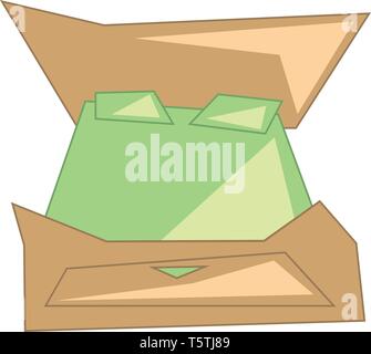 A designer bed with green sheet vector or color illustration Stock Vector