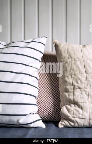 Two pillows next to each other with white background Stock Photo