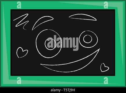 Blackboard with chalk drawing vector or color illustration Stock Vector