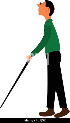 Blind man on the street vector or color illustration Stock Vector