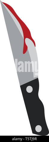 Knife smudged in blood vector or color illustration Stock Vector