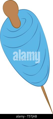 A bobbin wrapped in blue thread vector or color illustration Stock Vector